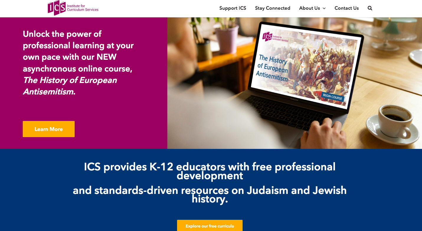 A screenshot of the ICS webpage.