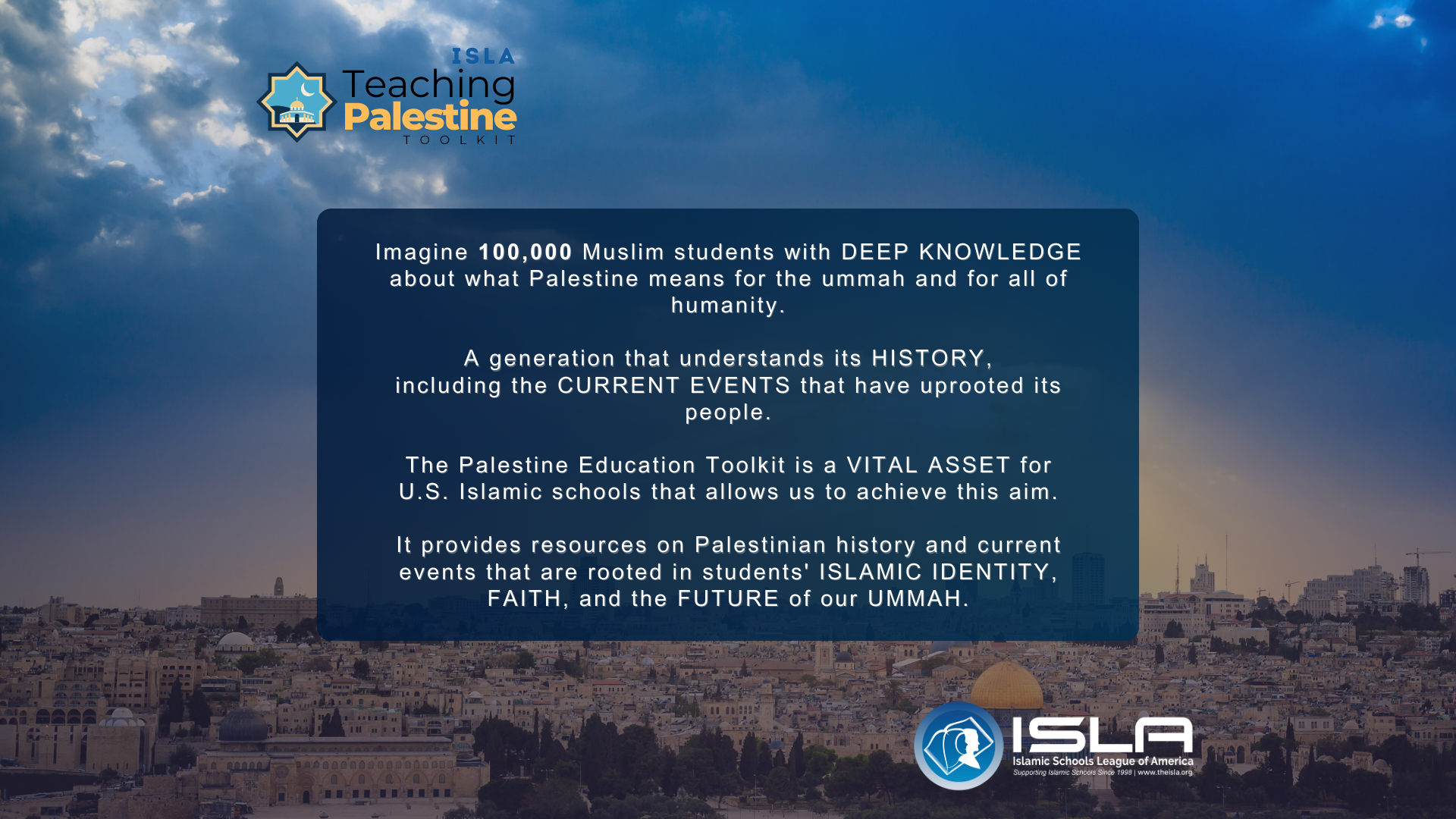 The Vision for the ISLA Teaching Palestine Toolkit
