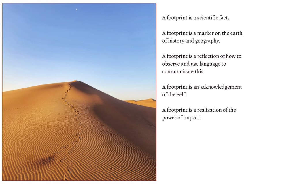 Photo of footprints on a sand dune